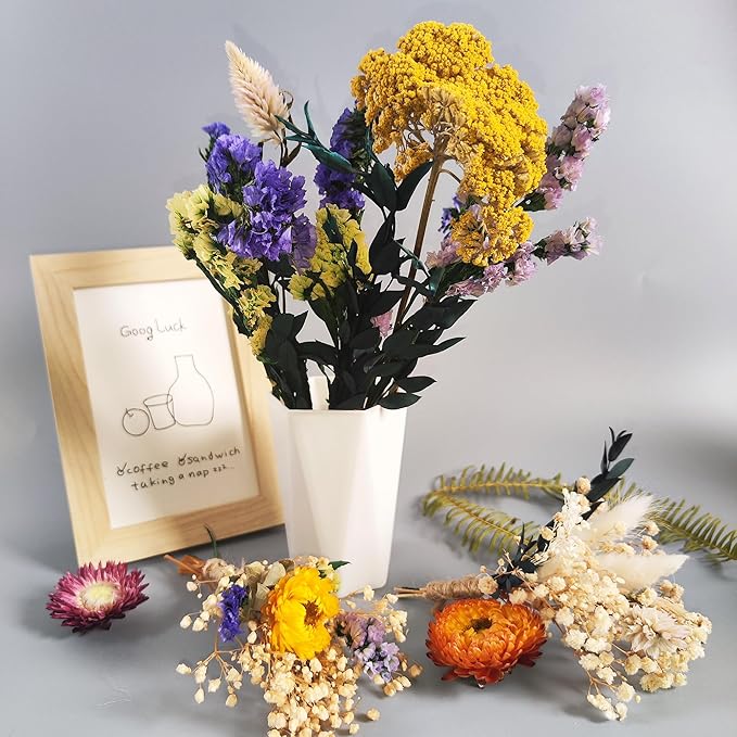 DIY Natural Dried Flowers Kit for Crafts - Box of Dried Flower Kit Perfect for Home Decor, Wedding Decor, DIY Wreath & Bouquet, Resin, Scrapbooking, Floral Arrangement, Handcraft (Multi-Color)
