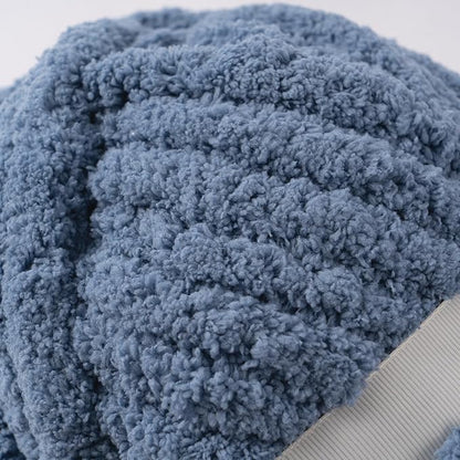 Blue Jumbo Chunky Chenille Yarn for Crocheting, Thick Plush Yarn for Hand Knitting Blankets, Super Soft Bulky Yarn for DIY Projects, 2 Jumbo Pack