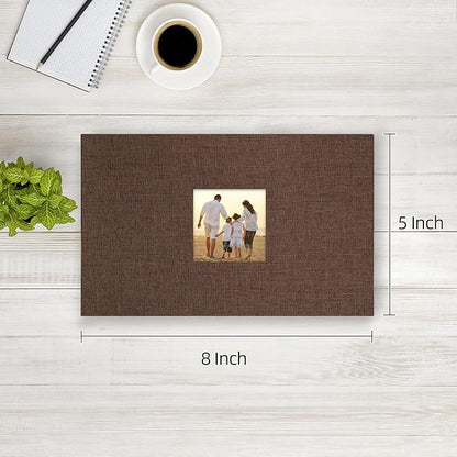 potricher Small Photo Album 4x6 100 Photos Linen Cover Picture Photo Book for Family Wedding Anniversary Baby Vacation (Brown,100 Pockets)