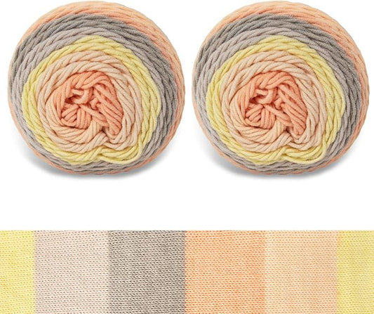 Franel Cotton Acrylic Yarn-45% Cotton 55% Acrylic, 2 Skeins of 100g Each, Gradient-Light Gray Orange Yellow, Perfect for Crocheting Knitting Scarves Shawls Blankets Gradient Variegated Yarn