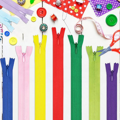 Invisible Zipper, DOITEM 60pcs 8 Inch 12 Inch Invisible Multicolor Nylon Coil Zippers for Sewing and Crafts 15 Colors