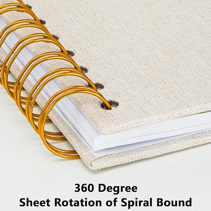 Yopih Linen Covered Scrapbook Photo Album, 10x10 Inches with Hardcover Kraft White Pages - Ideal for Travel, Wedding, Guest Book, Christmas, Baby Shower (40 Sheets/80 Pages)