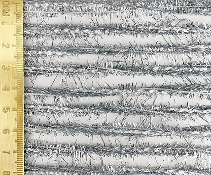 Artisanal Yarn Collection Multifiber Fancy Yarn with Laser Silver Sheen for Knitting Crocheting Crafts DIY, Set of 3 Rolls (Ice Silver)
