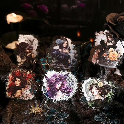 AuriicLeaf Gothic Dreamweaver PET Stickers, 60Pcs Dark Aesthetic Stickers for Scrapbooking, Journaling, DIY Crafts, and Art Supplies