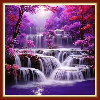 Dooxvey Cross Stitch Kits for Adults Stamped Full Range of Embroidery Starter Kits for Beginners 11CT Printed Cross Stitch Patterns Needlepoint Kits Stamped Crossstitch-Tree Waterfall 18x18 inch