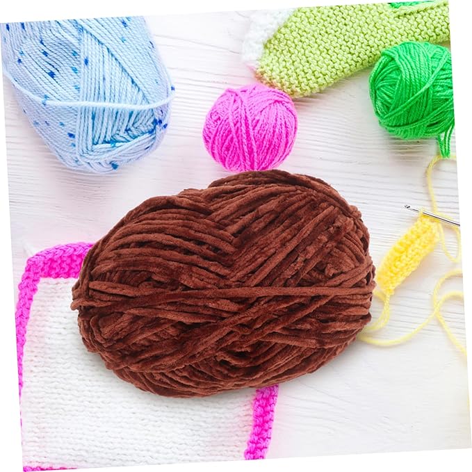 Hand-Knitting Wool Yarn for Crafts DIY Projects Soft Skin-Friendly Medium Thickness Crochet and Knitting Wool Yarn Bundle for Beginners and Home Sewing Coffee