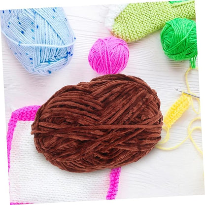 Hand-Knitting Wool Yarn for Crafts DIY Projects Soft Skin-Friendly Medium Thickness Crochet and Knitting Wool Yarn Bundle for Beginners and Home Sewing Coffee