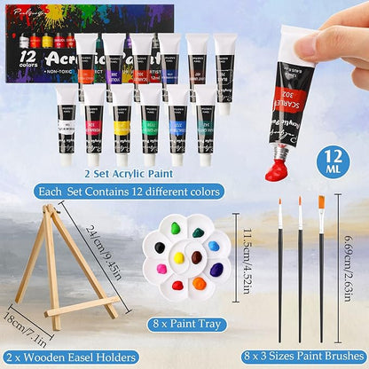 Cholemy 36 Pcs Valentine Paint and Sip Kit for Adults 8''x10'' Pre Drawn Canvas for Painting DIY Afro Acrylic Painting Kit Wood Easel Brushes Date Night Bulk for Party Gifts