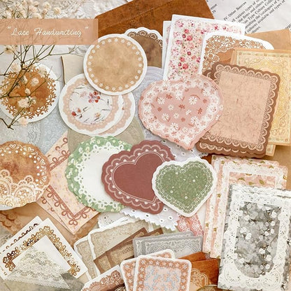 SIBLYMONA 200Pcs Vintage Memo Material Pack Memo Collection Series for Scrapbooking, Junk Journal Supplies DIY Art Crafts Bullet Journal Diary Album Planne (SetA)