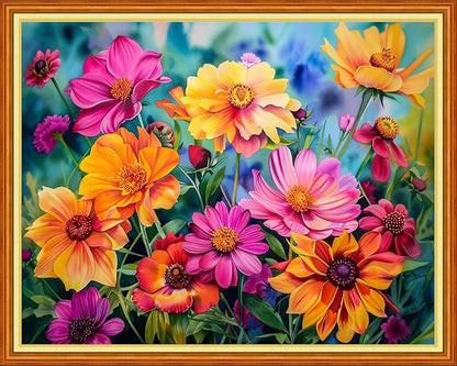Funchey Stamped Cross Stitch Kits, DIY Cross Stitch Pattern for Adults Beginners Needlepoint Kits Embroidery Kit Arts and Crafts 11CT& Colorful Flowers 16x20 inchs
