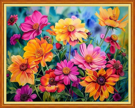 Funchey Stamped Cross Stitch Kits, DIY Cross Stitch Pattern for Adults Beginners Needlepoint Kits Embroidery Kit Arts and Crafts 11CT& Colorful Flowers 16x20 inchs