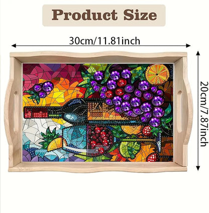 SHLUHA Diamond Art Kits for Adults Wooden Serving Trays with Handle Food Tray for Breakfast Home Decor Gift