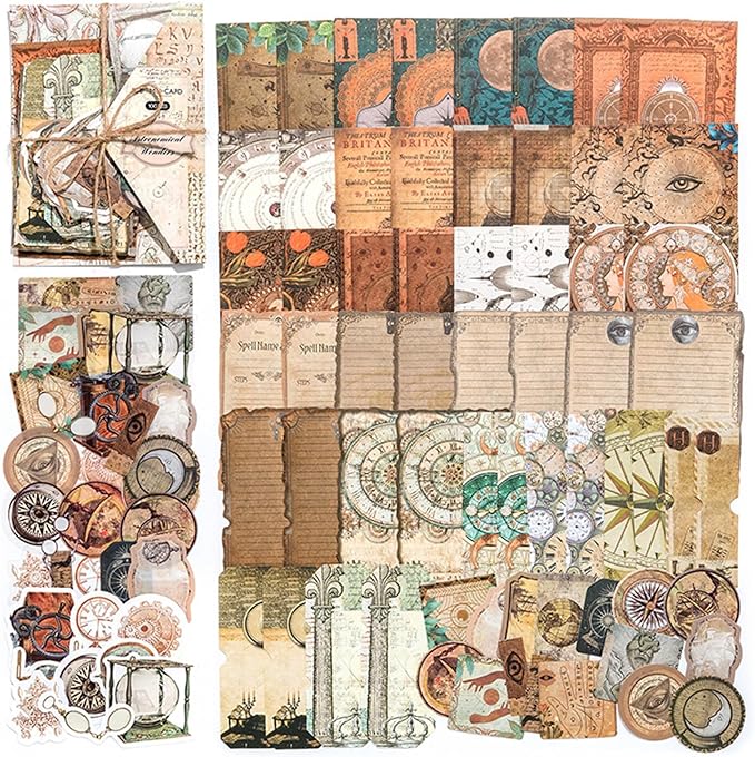 100PCS Vintage Journaling Scrapbooking Supplies Ephemera Pack for Junk Journal Planners Decoupage Paper Scrapbook Stickers Aesthetic Cottagecore Collage Craft Album (Astronomy)