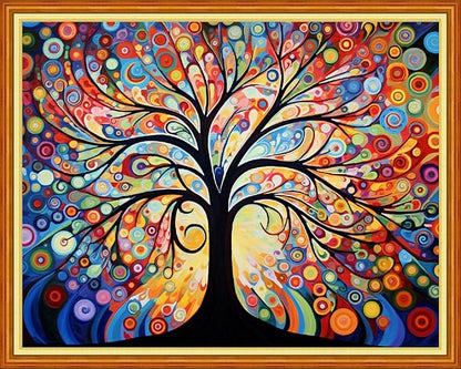 Dimensean Stamped Cross Stitch Kits Full Range of Embroidery Patterns Starter Kits for Beginners Adult DIY Cross Stitches Needlepoint Kits 11CT-Colorful Starry Sky Tree 16x20 inch
