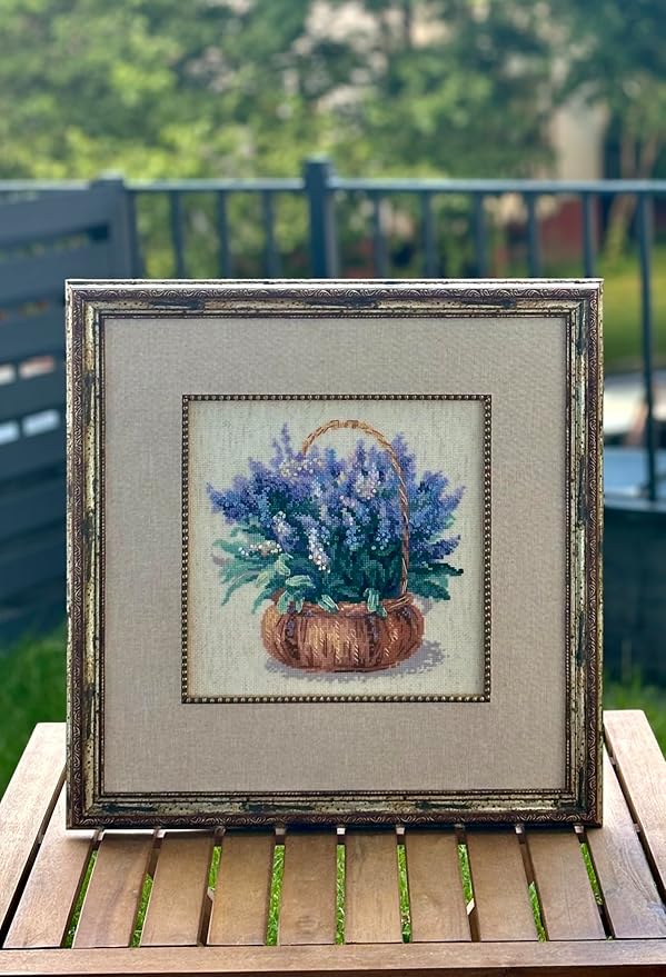 RIOLIS - French Lavender 1404, Cross Stitch Kits 9¾"x9¾, Cross Stitch Kits for Adults, Counted Cross Stitch Kits, Embroidery Kit for Beginners & Advanced, Floral Crossstitching Kits