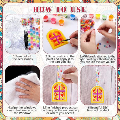 WinnerWhy 30 Sets Easter Christian Ornaments Kits Bulk, DIY Cross Suncatchers Window Art Religious Crafts Paint Your Own Cross Window Home Ornaments for Party Decor