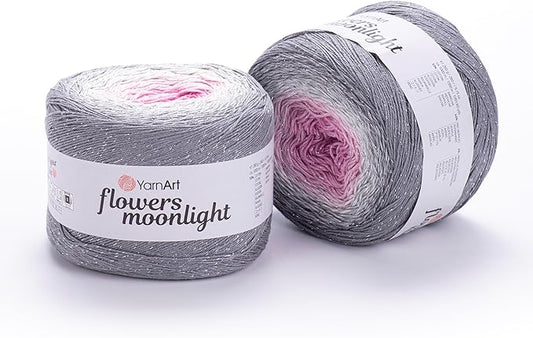 2 Skein/Pack YarnArt Flowers Moonlight Gradient Glitter Yarn, Each Ball 9.17 oz (260 gr) / 1094 Yards (1000m), 53% Cotton 43% Acrylic 4% Metallic Polyester, Yarn for Knitting and Crochet (3293)