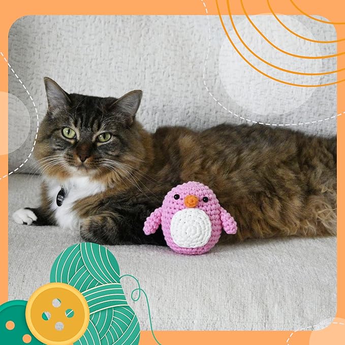 Penguin Crochet Kit | for Beginners, Couples, Date Night, Teens, Adults, Anime, & Animal Lovers | DIY Gift Kit | Instructions, Yarn, Hook, Pattern, Video & Written Tutorial | Arts & Crafts for Adults