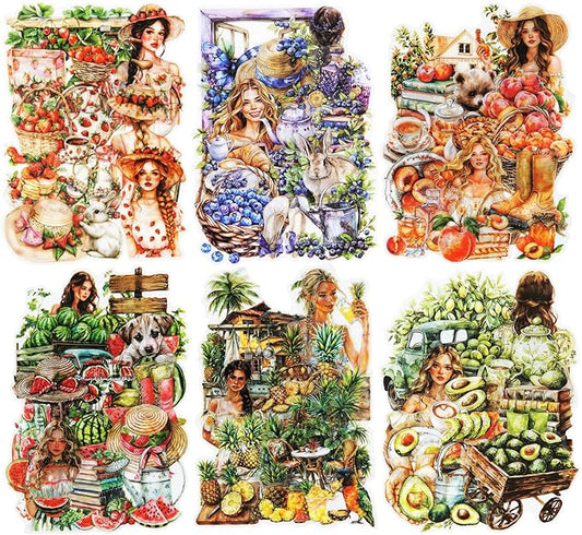 MiyouLuna 120Pcs Summer Themed Scrapbook Stickers, PET Ephemera for Journaling, Craft Supplies and Junk Journal