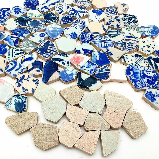 1.1 LB Porcelain Ceramic Mosaic Tiles,Broken Irregular Mosaic Tiles for DIY Craft Floor,Kitchen,Pool, Flower Pots Mosaic Making Supplies (Mix Color)