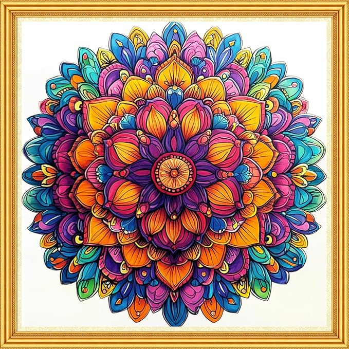 Joyhoor Stamped Cross Stitch Kits for Beginners Needlepoint Kits for Adults Embroidery Kits 11CT Counted Cross Stitch Kits Printed Embroidery Pattern- Colorful Mandala 18x18 inch