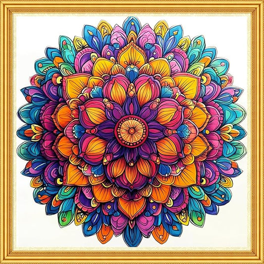 Joyhoor Stamped Cross Stitch Kits for Beginners Needlepoint Kits for Adults Embroidery Kits 11CT Counted Cross Stitch Kits Printed Embroidery Pattern- Colorful Mandala 18x18 inch