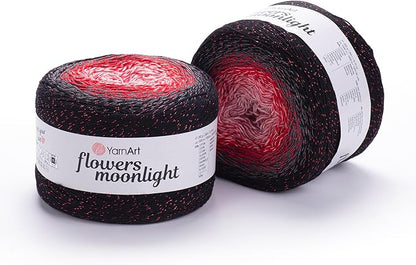 2 Skein/Pack YarnArt Flowers Moonlight Gradient Glitter Yarn, Each Ball 9.17 oz (260 gr) / 1094 Yards (1000m), 53% Cotton 43% Acrylic 4% Metallic Polyester, Yarn for Knitting and Crochet (3282)