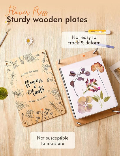 wtisan Flower Press Kit: Wooden Flowers Pressing for Adults, 6 Layers 10.6"x6.9" DIY Wedding Bouquet Flowers Preservation, Pressed Flower Kits Gift for Nature Drying Lovers
