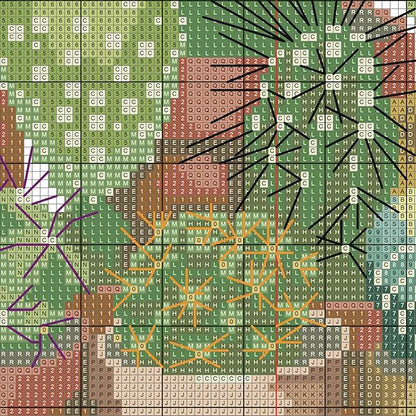 Maydiyer 11CT Stamped Cross Stitch Kits Pre-Printed Embroidery Kit, DMC Threads Needlework Sets-Cactuses 16.9×17.7 inch