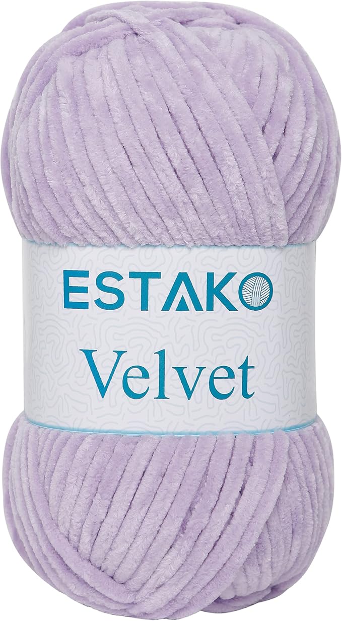 Estako Velvet Chenille Blanket amigurumi Yarn for Crocheting and Knitting Super Bulky 100 gr (132 yds) (1630 - Lilac)