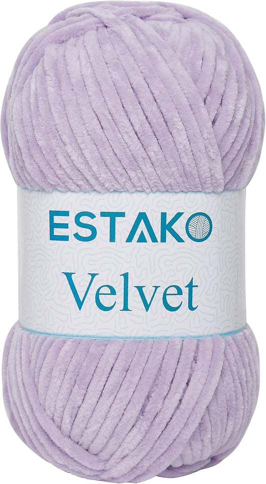 Estako Velvet Chenille Blanket amigurumi Yarn for Crocheting and Knitting Super Bulky 100 gr (132 yds) (1630 - Lilac)