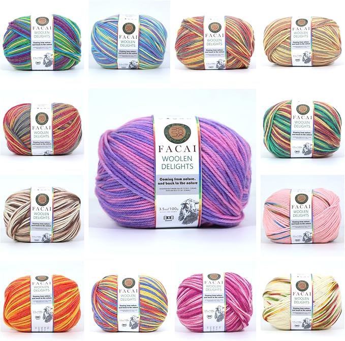 Facai Blend Merino Wool Yarn for Knitting - Worsted Weight,197yds (3.5oz) Ball, Ideal for Sweaters, Scarves, and Accessories (3, Purple Ombré)