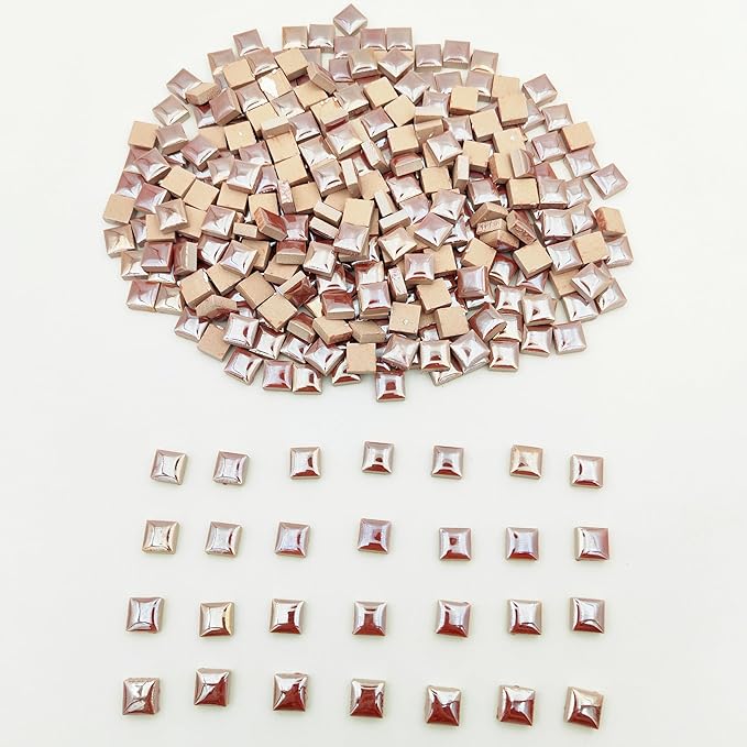 500g/1.1lb Random Color Irregular Ceramics Mosaic Tiles,DIY Making Creative Ceramic Mosaic Tiles for DIY Craft Plates Flowerpots Vases Cups Mosaic Making Supplies (0.47“ Square Pearl Brown)
