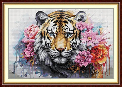 Qeerysew Cross Stitch Kits Stamped Full Range of Embroidery Starter Kits for Beginners DIY - Printed Kit Tiger 7(Printed) 14CT 24.4X17.3 inches