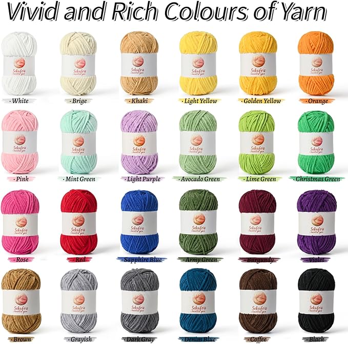 3 Pack Red Chunky Chenille Yarn for Crocheting, Bulky Velvet Yarns for Crochet, Baby Yarn for Crocheting Soft Blanket, 393 yds/10.5 oz Fluffy Amigurumi Crochet Yarn