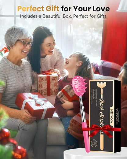 Upgraded Reinforced Telescoping Back Scratcher with 5 Detachable Heads, Larger Scratching Tips, Stocking Stuffer & White Elephant Gifts for for Men Women Adults