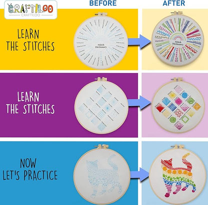 CRAFTILOO Embroidery Kit for Beginners Cross Stitch Kits for Beginners Embroidery Kits for Adults Cross Stitch kit Beginner Embroidery kit for Adults Cat