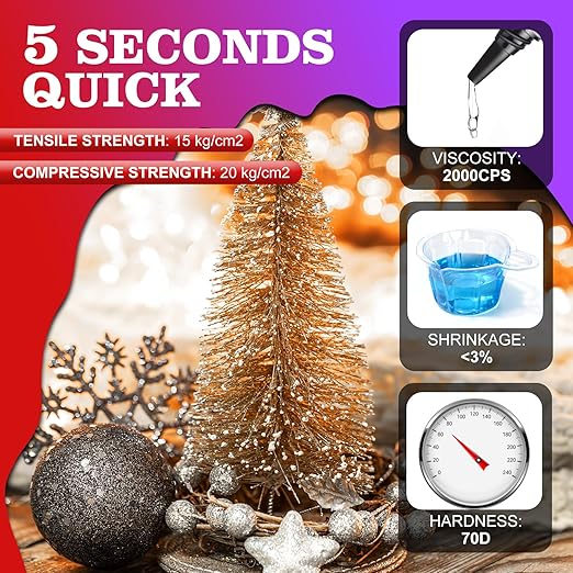 UV Resin Kit with UV Light, 60g 5-Second Cure Transparent UV Glue with Rechargeable UV Flashlight, Fast Curing Resin for Plastic Welding, Jewelry Bonding, Acrylic, Craft Projects, Glass Repair