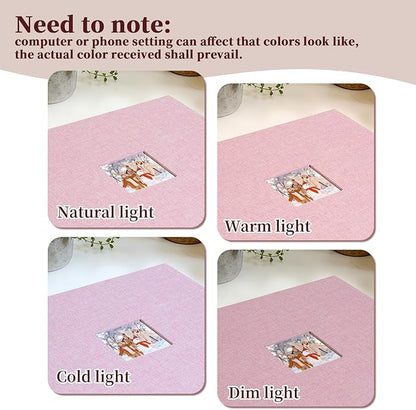 Hiwhy 12x12 Inch Large 3 Ring DIY Scrapbook Photo Album, Linen Cover Scrapbook with 20 Sheets Plastic Sleeves 40 Pages Memory Book for Wedding Birthday Baby Family (Pink)