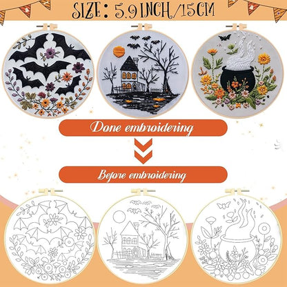 QBQBQ DIY Embroidery Kit for Adults, Beginner Friendly Cross Stitch Art for Home Decor, Handmade Craft Kit, 6 Inch, Gothic