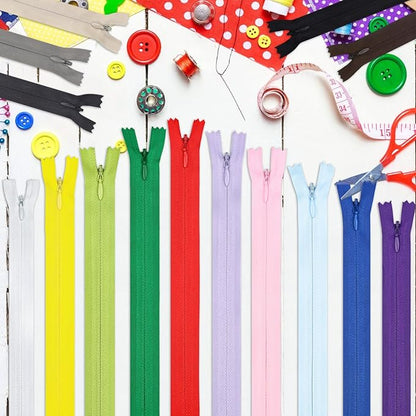 Zippers for Sewing 8 Inch, DOITEM 45pcs 20cm/8 Inch Invisible Multicolor Nylon Coil Zippers for Sewing and Crafts 15 Colors