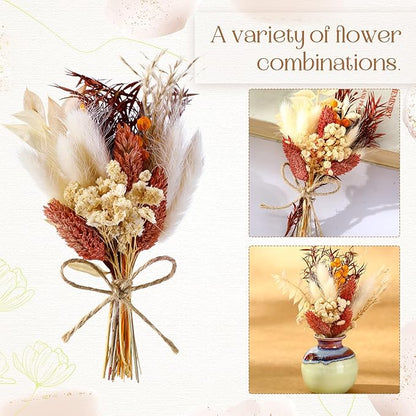 Nuanchu 12 Pcs Mini Dried Flower Bouquet 6" Natural Small Dried Flower with Stem for Birthday DIY Crafts Scrapbook Vase Boho Party Plates Cake Bridesmaid Gifts Card Envelope Decor(Fall)