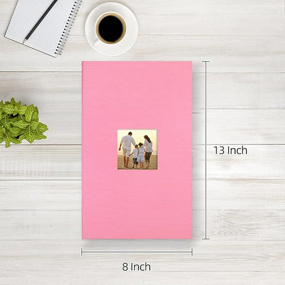 potricher Small Photo Album 4x6 300 Photos Linen Cover Picture Photo Book for Family Wedding Anniversary Baby Vacation (Pink,300 Pockets)