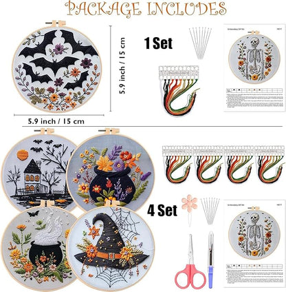 QBQBQ DIY Embroidery Kit for Adults, Beginner Friendly Cross Stitch Art for Home Decor, Handmade Craft Kit, 6 Inch, Gothic