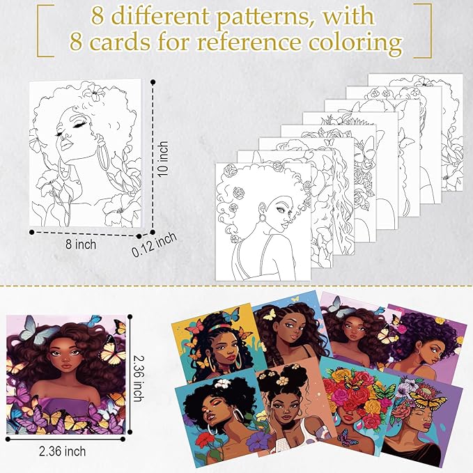 Cholemy 36 Pcs Valentine Paint and Sip Kit for Adults 8''x10'' Pre Drawn Canvas for Painting DIY Afro Acrylic Painting Kit Wood Easel Brushes Date Night Bulk for Party Gifts(Sunshine Lady)