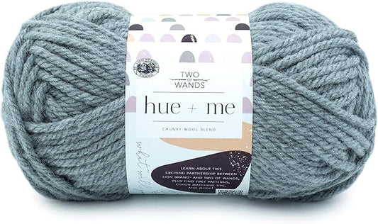 Lion Brand Yarn, Hue + Me Chunky Yarn for Crocheting, Knitting, and Crafts, Cement, 1 Pack