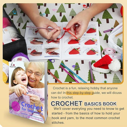 Aeelike Crochet Yarn for Crocheting, 1093 Yards Acrylic Yarn for Knitting,Full Crochet Kits for Beginners and Professionals, Aluminum Crochet Hooks, Instruction Book and Orange Storage Bag