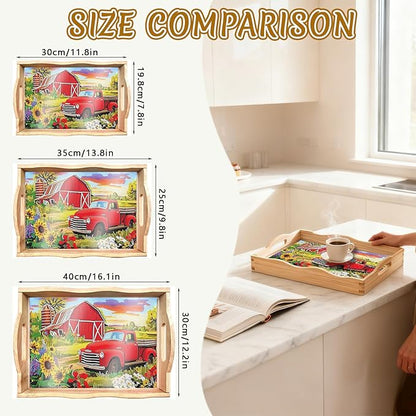 DOTSOPS DIY Diamond Painting Serving Tray with Handle for Adults 5D Diamond Art Kits for Beginners Full Drill Diamond Dots Gem Arts and Crafts Special Shape Living Room 10 x 14 Inches Red Car