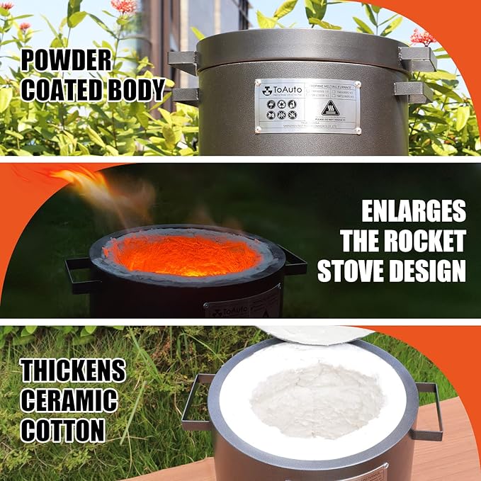 TOAUTO 6KG Propane Melting Furnace Kit TMF6000B-V3 Propane Foundry Home Kiln Casting Tool for Smelting Casting Gold Silver Copper Scrap Metal Recycle Aluminum
