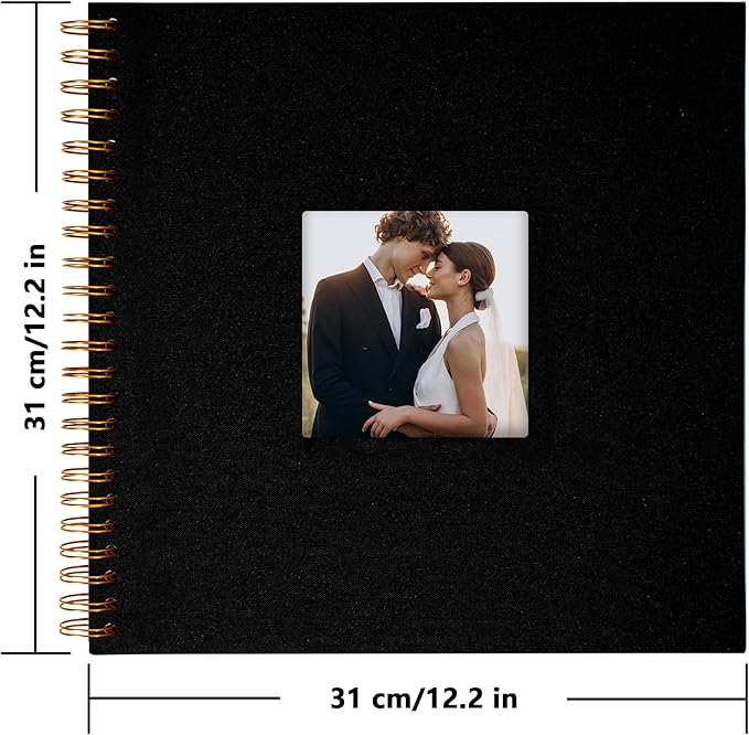 Yopih Linen Covered Scrapbook Photo Album, 12x12 Inches with Hardcover Kraft White Pages - Ideal for Travel, Wedding, Guest Book, Christmas, Baby Shower (40 Sheets/80 Pages)